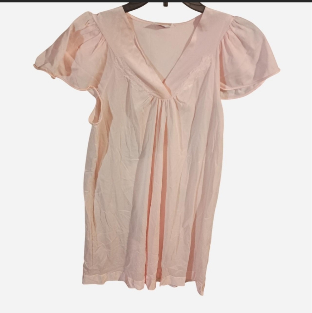 VTG 1950's Vanity Fair Nightgown Solid Pale Pink Size Small